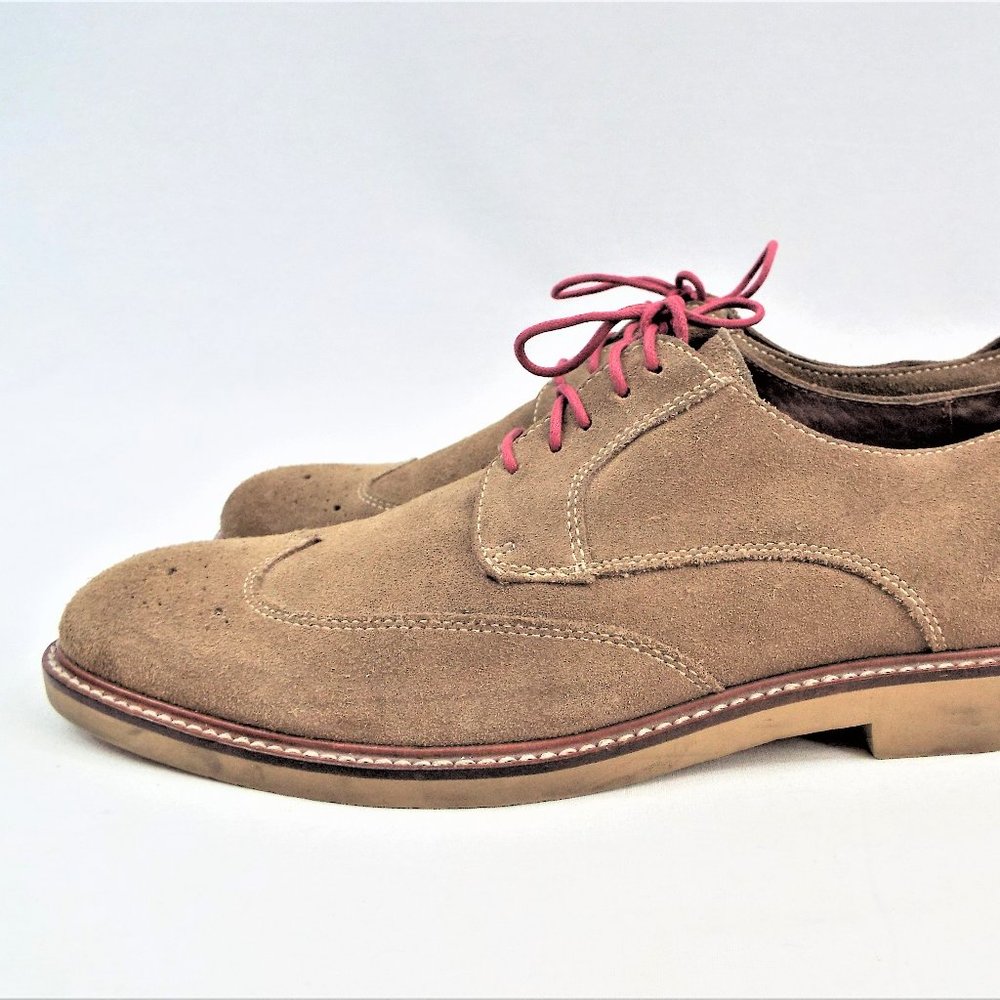 Banana Republic Men's Tan Suede Wingtip Lace-Up Brogue Oxford Shoes Size 9 - Picture 2 of 7